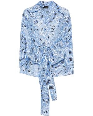 Etro Cotton And Silk Blend Shirt - Blue