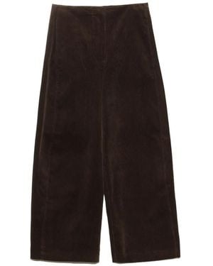 Bimba Y Lola Dark-Chocolate Corduroy Barrel-Leg Trousers - Grey
