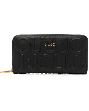 Liu Jo Logo-Embossed Zip-Around Wallet - Black