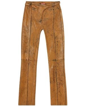 DIESEL L-Croc Leather Trousers - Natural