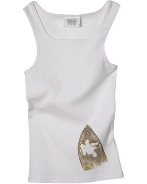NORMFORM Iron-Burn Distressed Tank Top - White