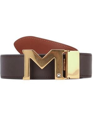 Montblanc Logo-Plaque Leather Belt - Brown