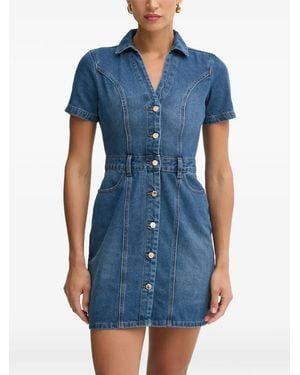 Morgan Rogla Short-Sleeve Button-Front Mini Dress - Blue