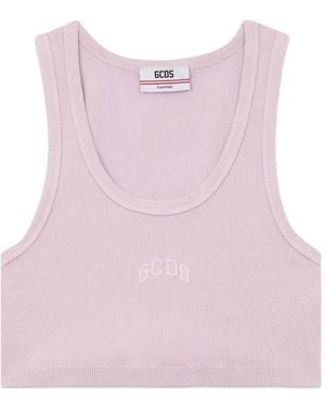 Gcds Logo-Detail Crop Top - Pink