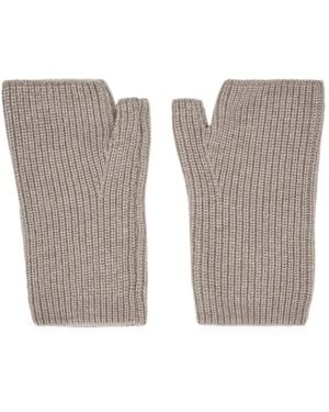Moorer Ribbed Fingerless Gloves - White