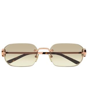 Gucci Logo-Detail Crystal-Embellished Sunglasses - Natural