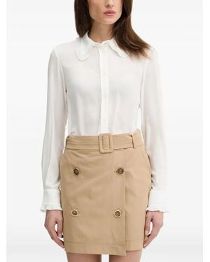 Silvian Heach Yuomi Ruffle-Trimmed Button-Fastening Shirt - White