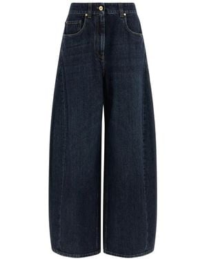 Brunello Cucinelli Monile-Detail Wide Barrel Jeans - Blue