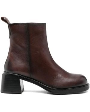 CafeNoir 50Mm Pull-Tab Block-Heel Boots - Brown