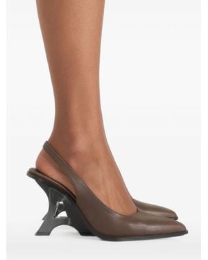 Manière De Voir L'Eiffel Sculptural-Heel Slingback Pumps - Brown