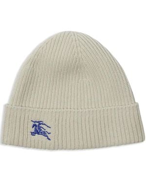 Burberry Ribbed Cashmere Beanie - Natural
