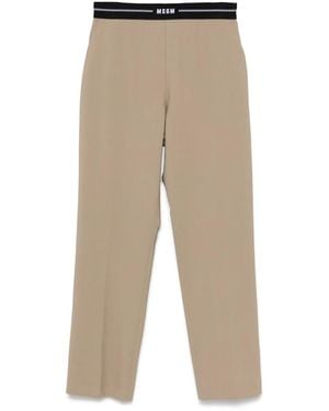 MSGM Logo-Waistband Pants - Natural