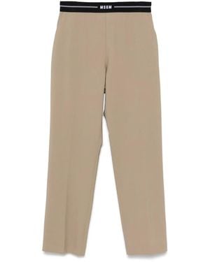 MSGM Logo-Waistband Trousers - Natural