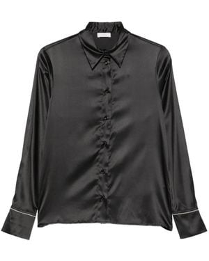 Peserico Satin-Finish Button-Up Shirt - Black