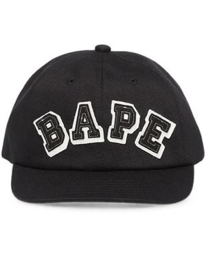 A Bathing Ape Logo-Patch Panelled Baseball Cap - Black