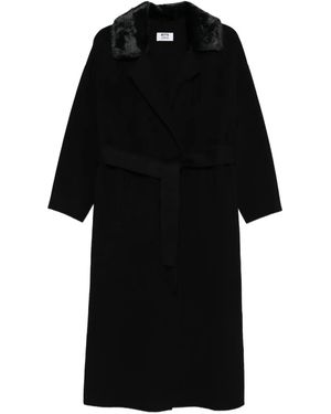 Betta Corradi Contrasting-Collar Belted Coat - Black