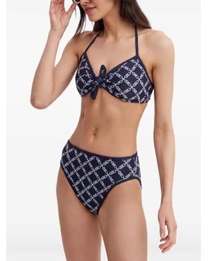 MICHAEL Michael Kors Monogram-Print Knotted Bikini Top - Blue
