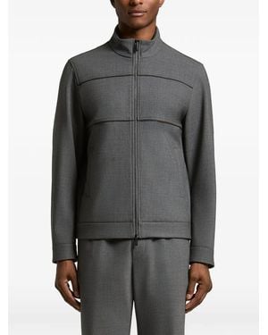 Peserico Zip-Up Panelled Jumper - Grey
