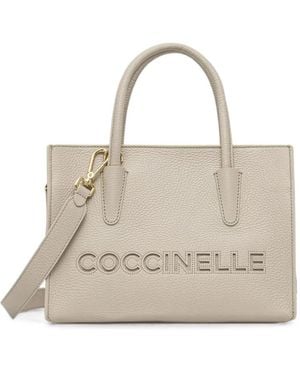 Coccinelle Small Milsa 26 Logo-Debossed Tote Bag - Natural