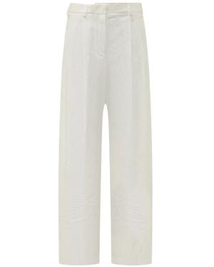 A PAPER KID Pleated Linen-Trousers - White