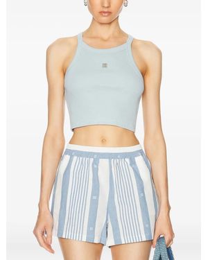 Givenchy Logo-Plaque Ribbed Tank Top - Blue