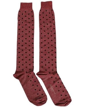 Dolce & Gabbana Polka-Dot Lurex-Effect Socks - Red