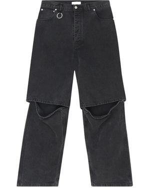 Etudes Studio Layered Knee-Detailing Loose-Fit Jeans - Grey