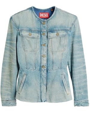 DIESEL Collarless Denim Jacket - Blue