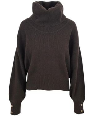 Liu Jo Roll-Neck Button-Cuff Sweater - Black