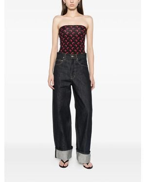 Marine Serre Moon Printed Jersey Tubed Top - Blue