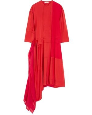 Lemaire Asymmetric-Hem Midi Dress - Red