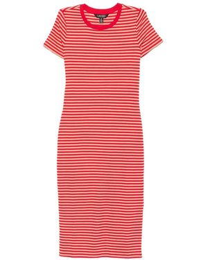 Ralph Lauren Seferah Striped Ribbed-Knit Dress - Pink