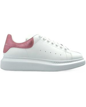 McQueen Oversized Metallic-Effect Leather Sneakers - White
