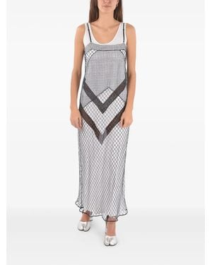 Maison Margiela Mesh Chevron-Pattern Slip Maxi Dress - Grey