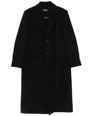 Ann Demeulemeester Single-Breasted Notched-Lapels Wool Coat - Black