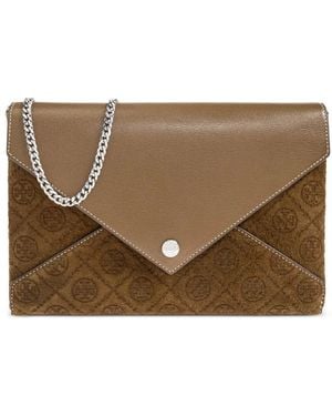 Tory Burch Clutch mit Logo-Monogramm - Braun