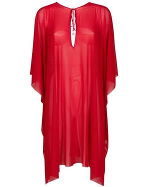 Fisico Azalea Sheer Tie-Fastening Dress - Red