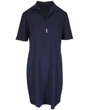 Peter Cohen Paola Short-Sleeve Polo Mini Dress - Blue