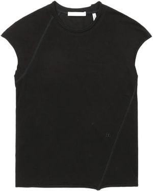 Helmut Lang Top Van Katoenblend Met Asymmetrische Afwerking - Zwart