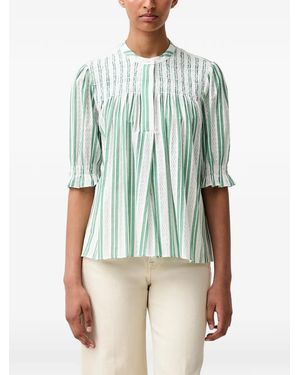 Stine Goya Smocked Striped Blouse - Green