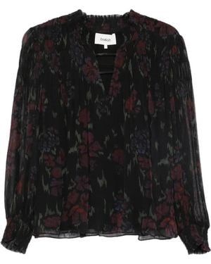 Ba&sh Blusa Douce Con Ruches E Stampa Floreale - Nero