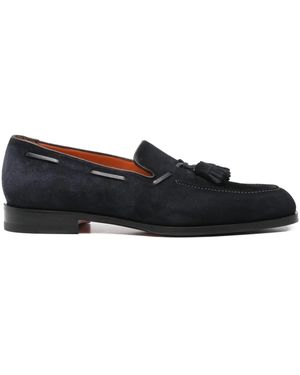 Santoni Tassel-Detail Suede Loafers - Black