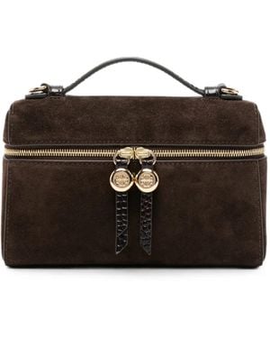 Tory Burch Romy Logo-Plaque Suede Tote Bag - Black