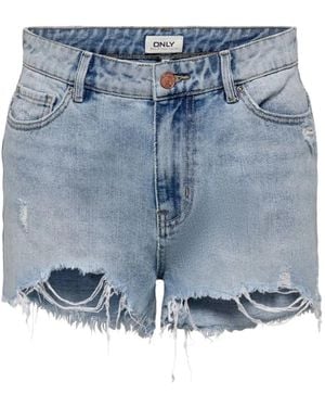 ONLY Distressed Frayed Shorts - Blue