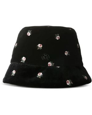 Maison Michel Cappello Bucket Con Ricamo - Nero