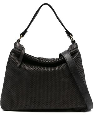 SOMMET Medium Leather Tote Bag - Black