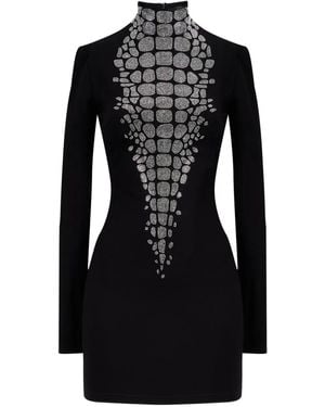 David Koma Croc-Effect Mini Dress - Black