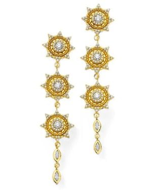 Buddha Mama Diamond Triple Sun Drop Earrings - Metallic