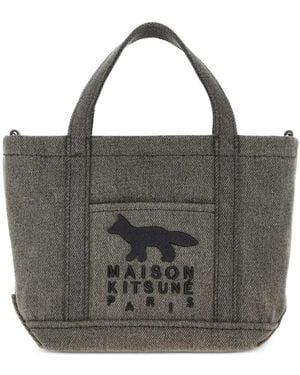 Maison Kitsuné Mini Profile Fox Zwei-Wege-Tote Bag - Schwarz