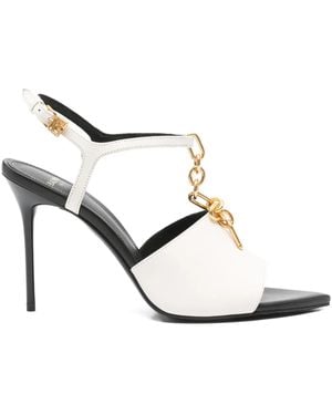 Balmain Sandales Pointues 95 Mm À Détail De Chaîne - Blanc